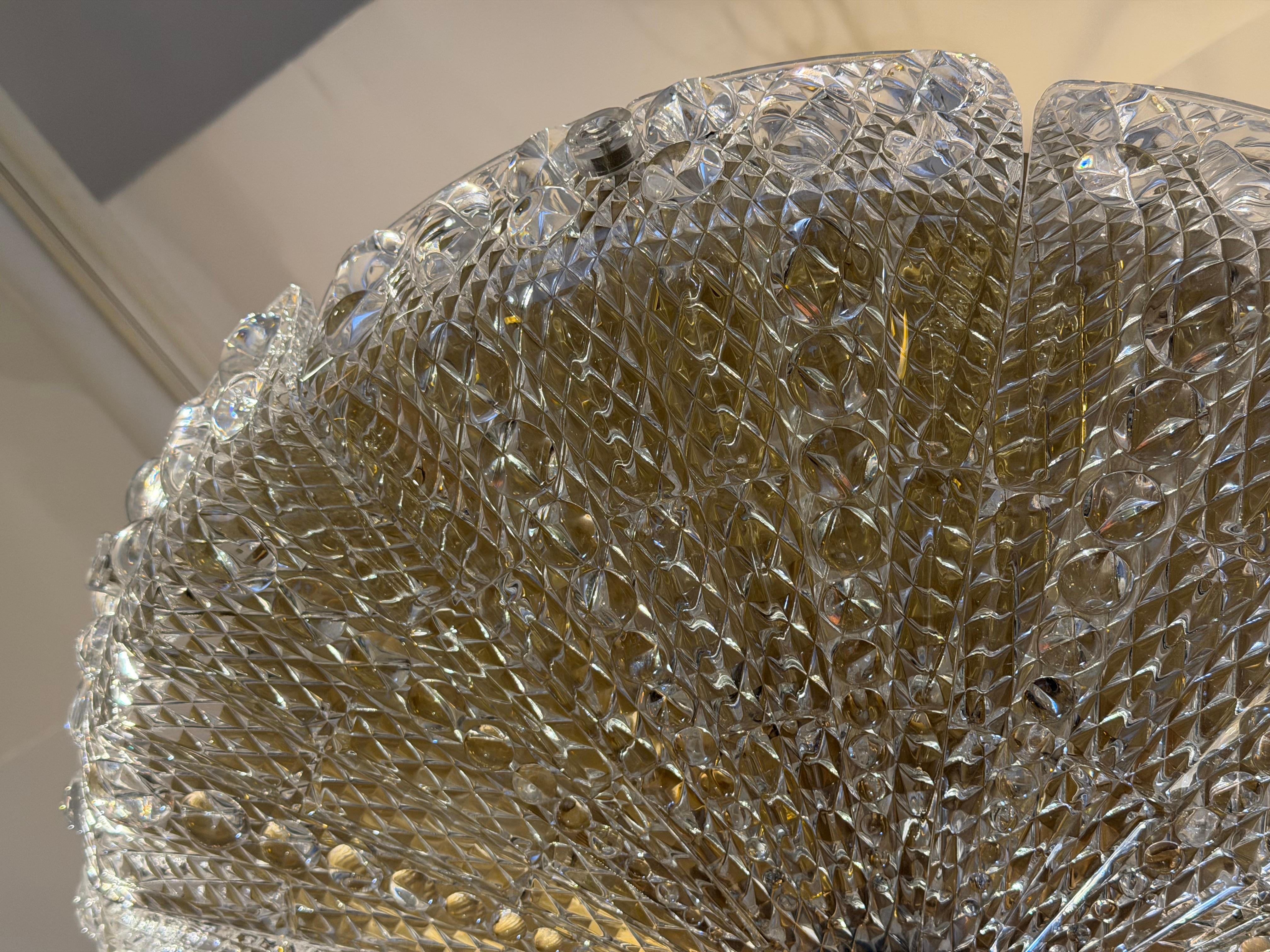 Metà XX secolo Lampadario a sospensione svedese di Orrefors in cristallo del 1950, metà del secolo scorso in vendita