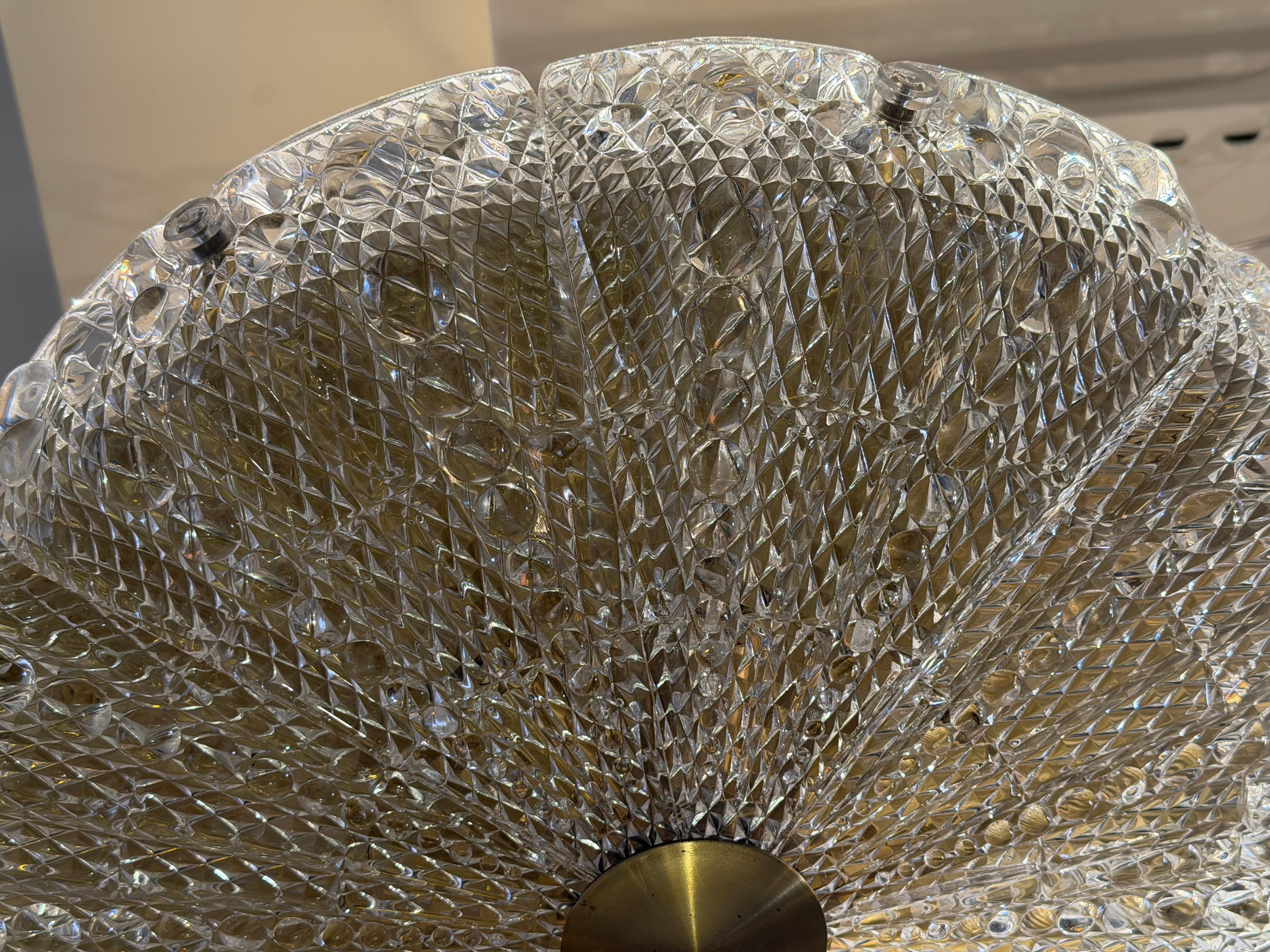 Lampadario a sospensione svedese di Orrefors in cristallo del 1950, metà del secolo scorso in vendita 2