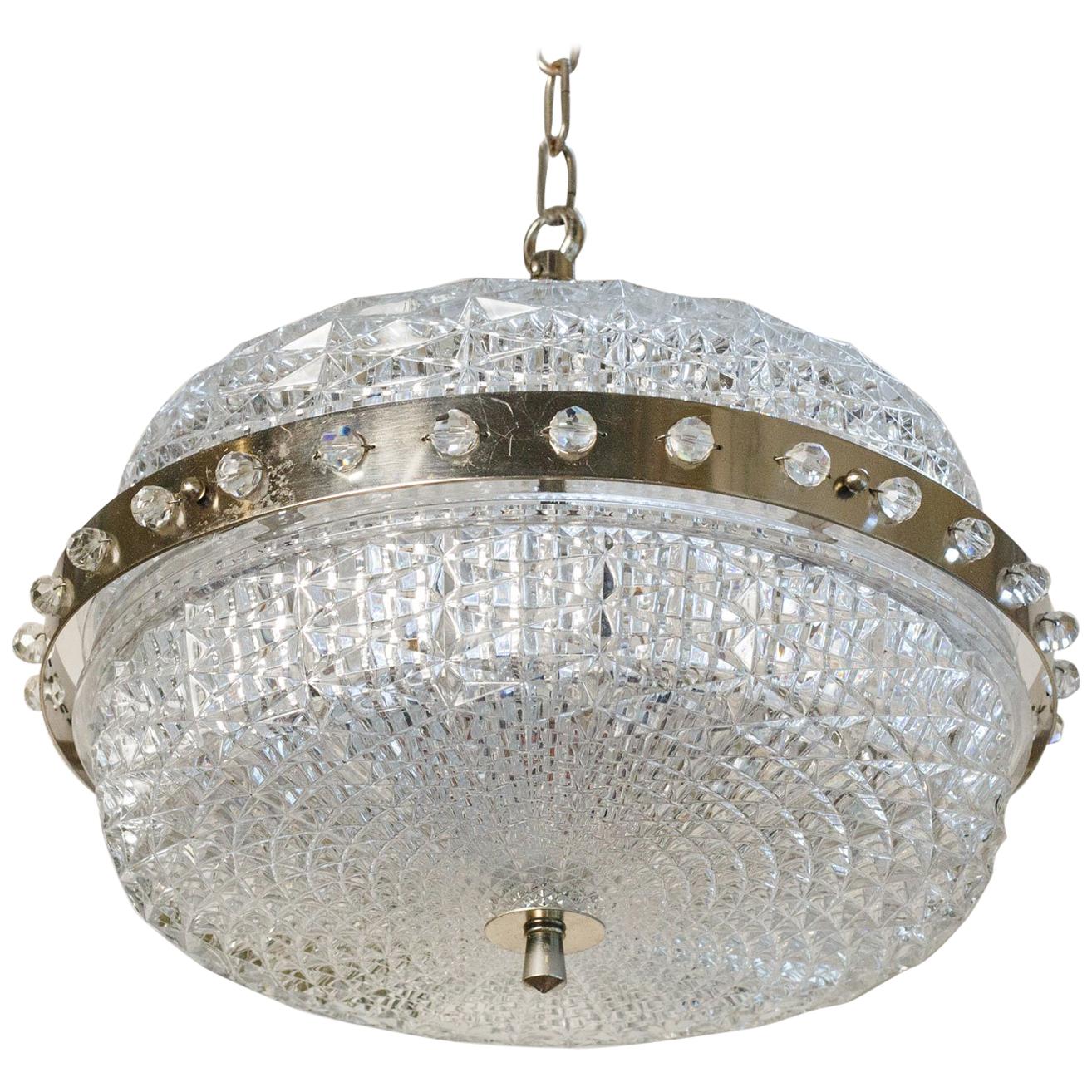 Swedish Orrefors Glass Mid-Century Pendant Light