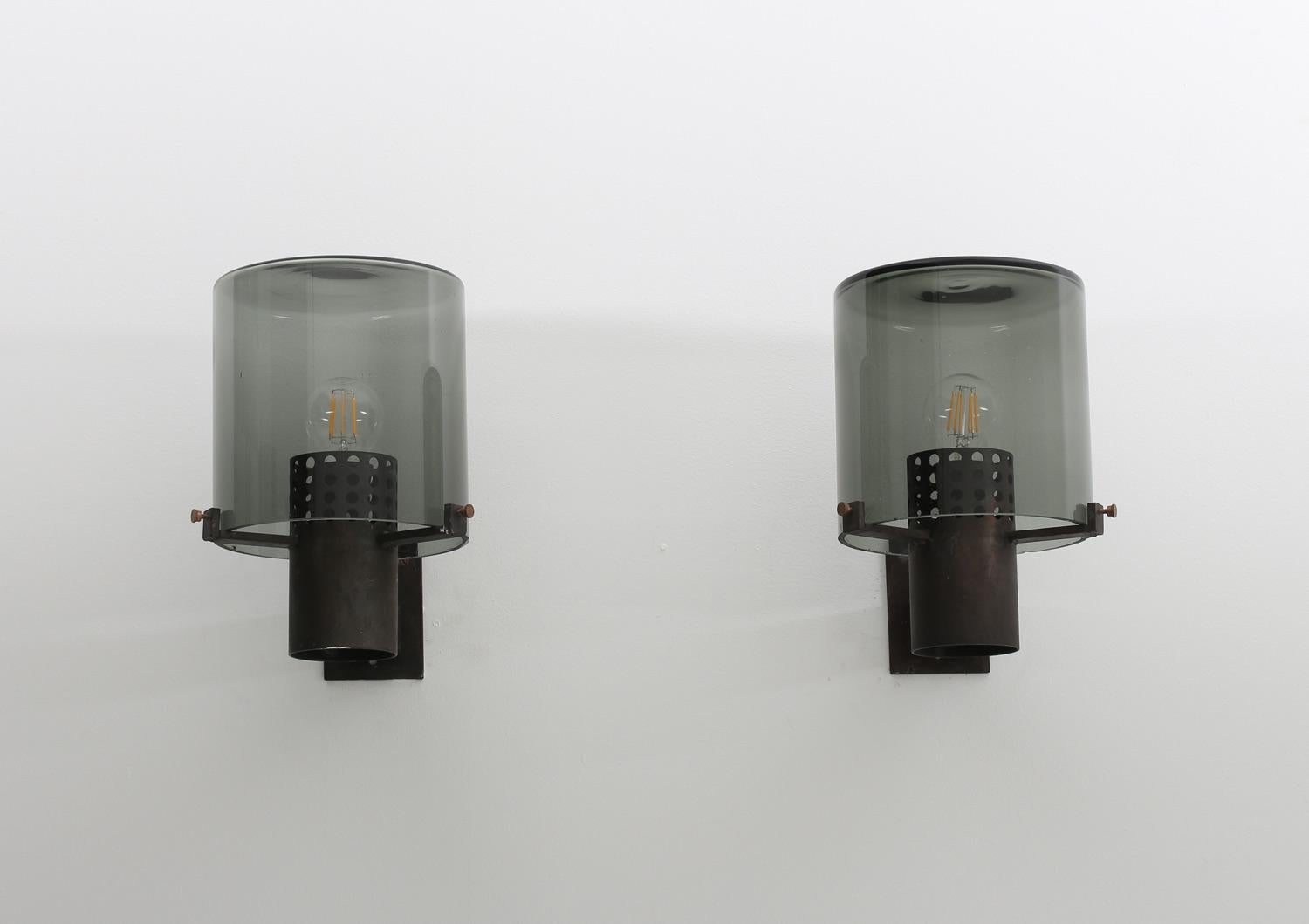 Swedish Outdoor Wall Lamps in Glass and Metal, 1960s 1
