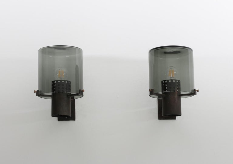 Swedish Outdoor Wall Lamps in Glass and Metal, 1960s For Sale 1