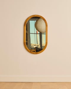 Swedish Oval 40" Pine Wall Mirror c. 1970's