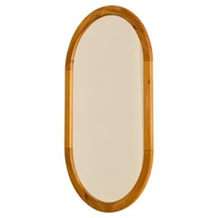 Swedish Oval 40" Pine Wall Mirror c. 1970
s