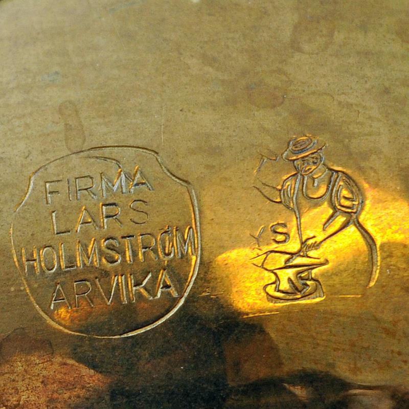 Swedish Oval Brass Plate/Tray by Lars Holmström, Arvika, 1950s 2