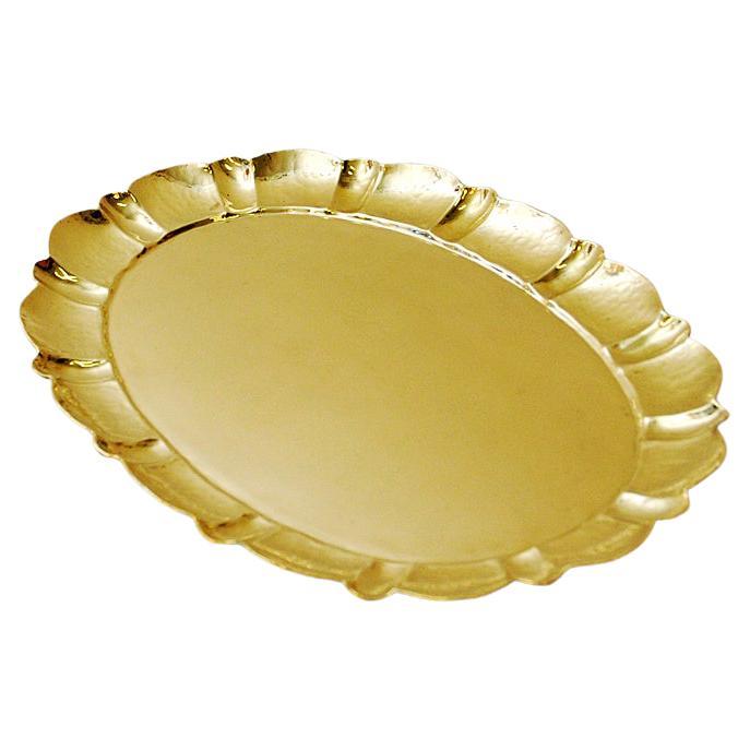 Swedish Oval Brass Plate/Tray by Lars Holmström, Arvika, 1950s