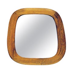 Swedish Oval Mid-Century Oak Wallmirror by Fröseke AB, 1950s
