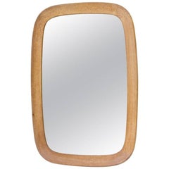 Swedish Oval Oak Wall Mirror by Fröseke, 1950s