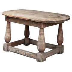 Swedish oval pine table Dated early 1700 Folk Art Peasant Hand Crafted