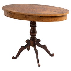 Antique Swedish Oval Rococo Revival Birch Root Centre Table