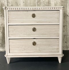 Swedish Paint Decorated Chest / Commode, Gustavian, 19th Century, Brass Accent