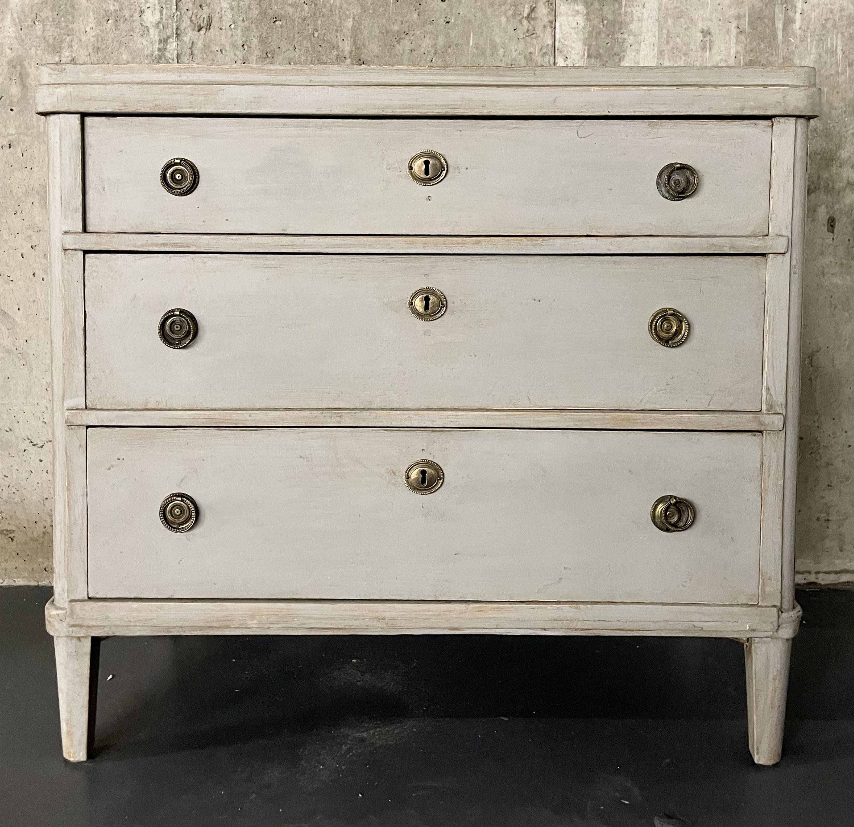 Late 19th Century Swedish Paint Decorated Chest / Commode, Gustavian, 19th Century
