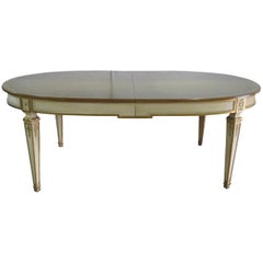 Oval Gustavian Painted Swedish Gilded Dining Table with 3 leaves