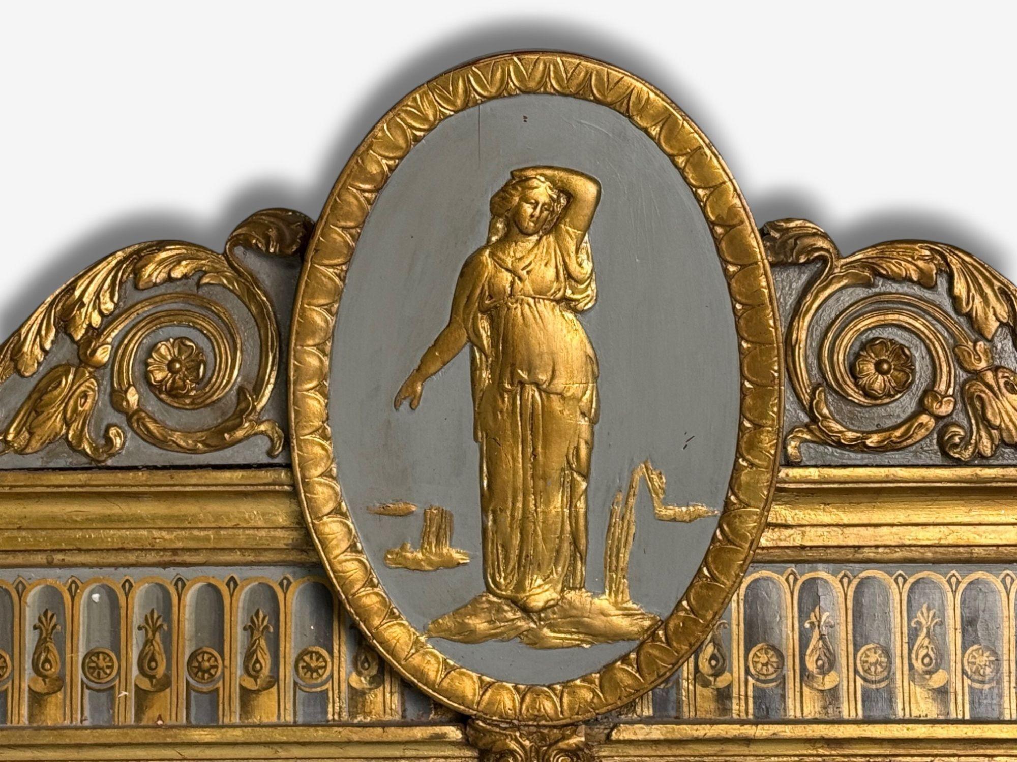 Late 19th Century Swedish Paint Decorated, Parcel-Gilt, Large Wall Mirror, France, 19th c. For Sale
