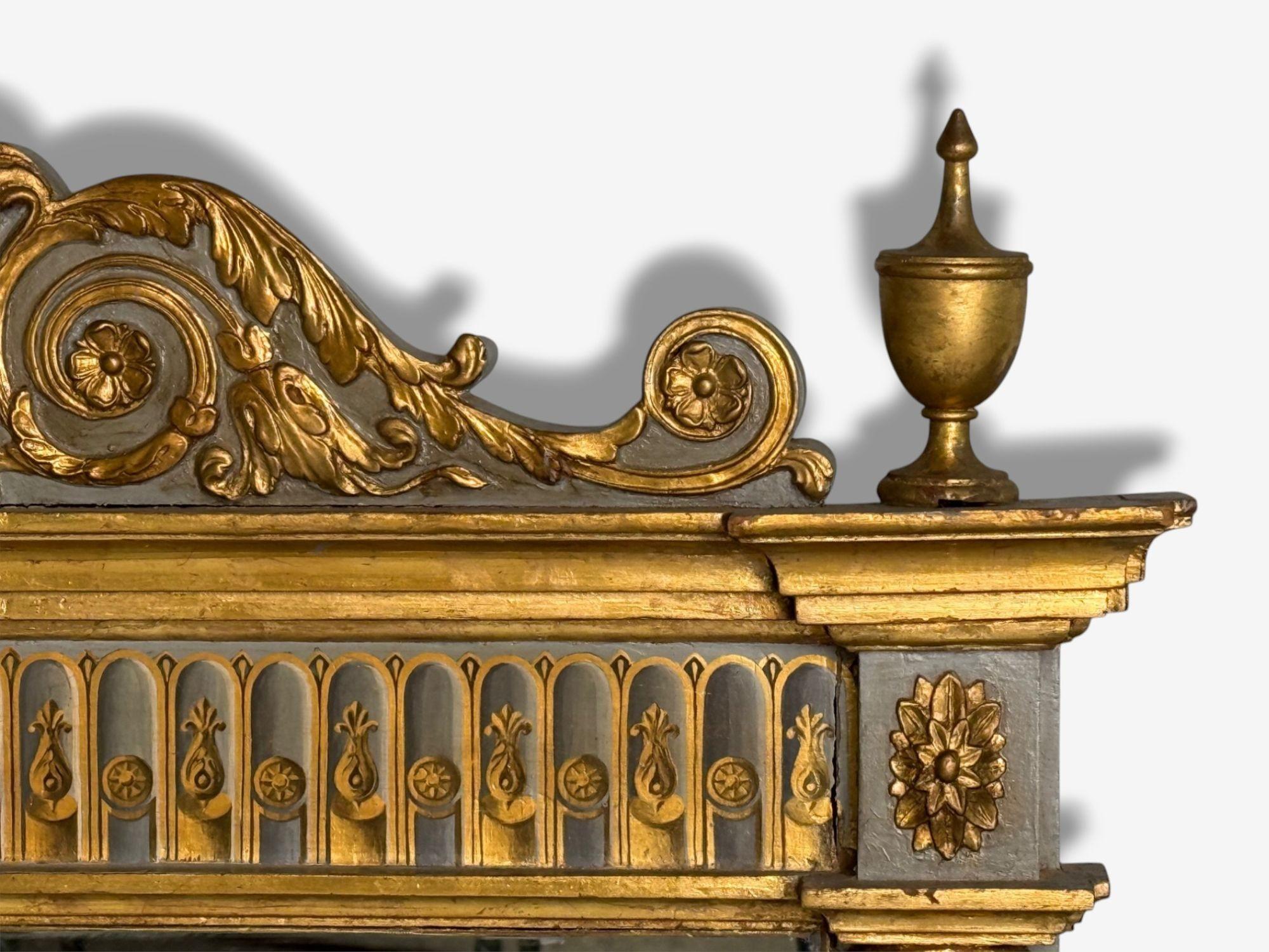 Swedish Paint Decorated, Parcel-Gilt, Large Wall Mirror, France, 19th c. For Sale 1