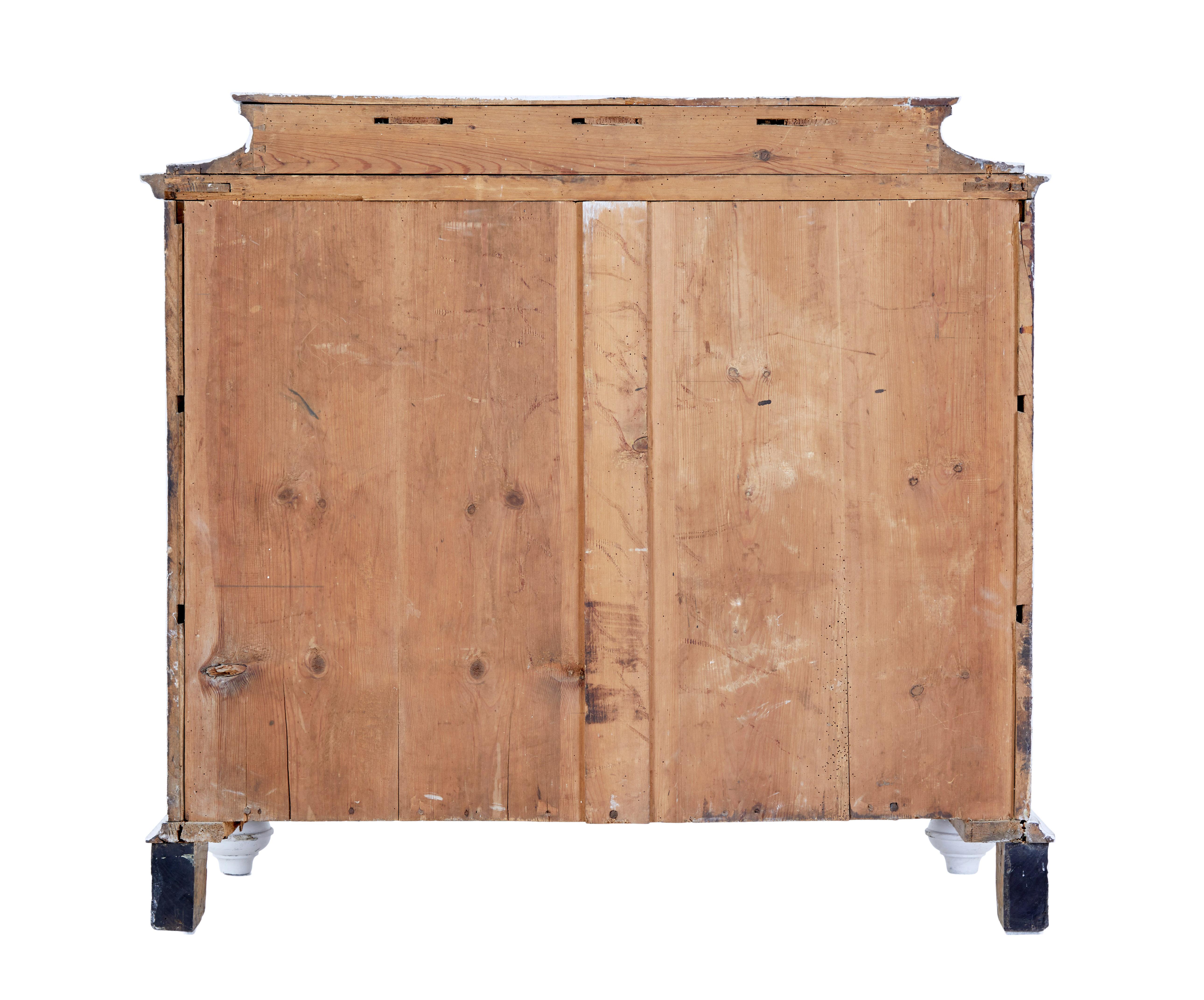 Oak Swedish Painted 19th Century Caddy Top Chest of Drawers