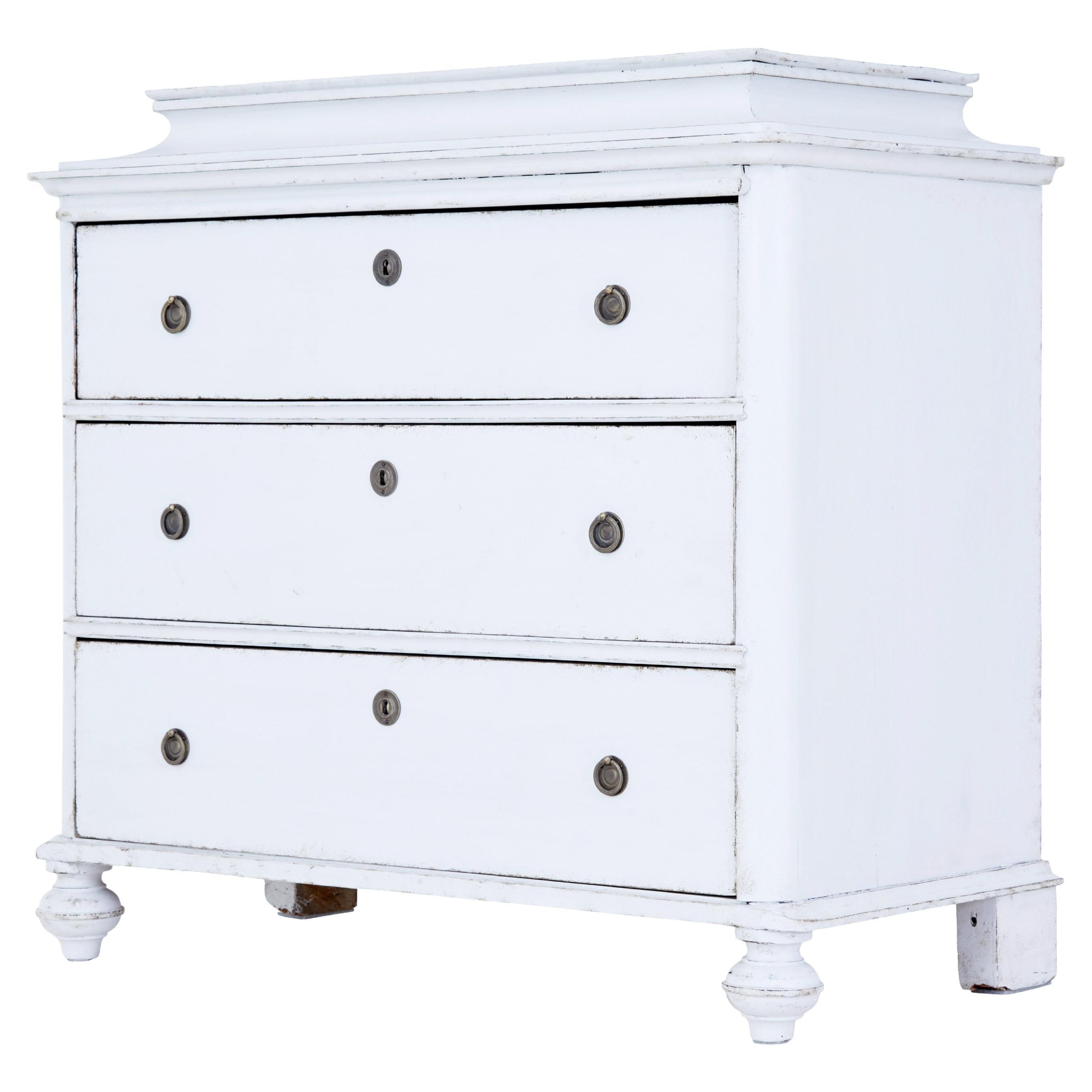 Swedish Painted 19th Century Caddy Top Chest of Drawers