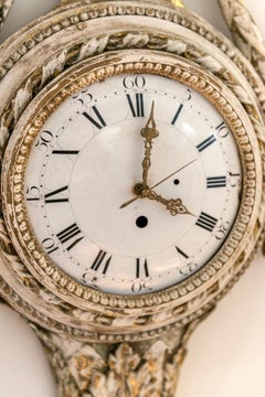 Swedish Painted and Gilded Wood Cartel Clock