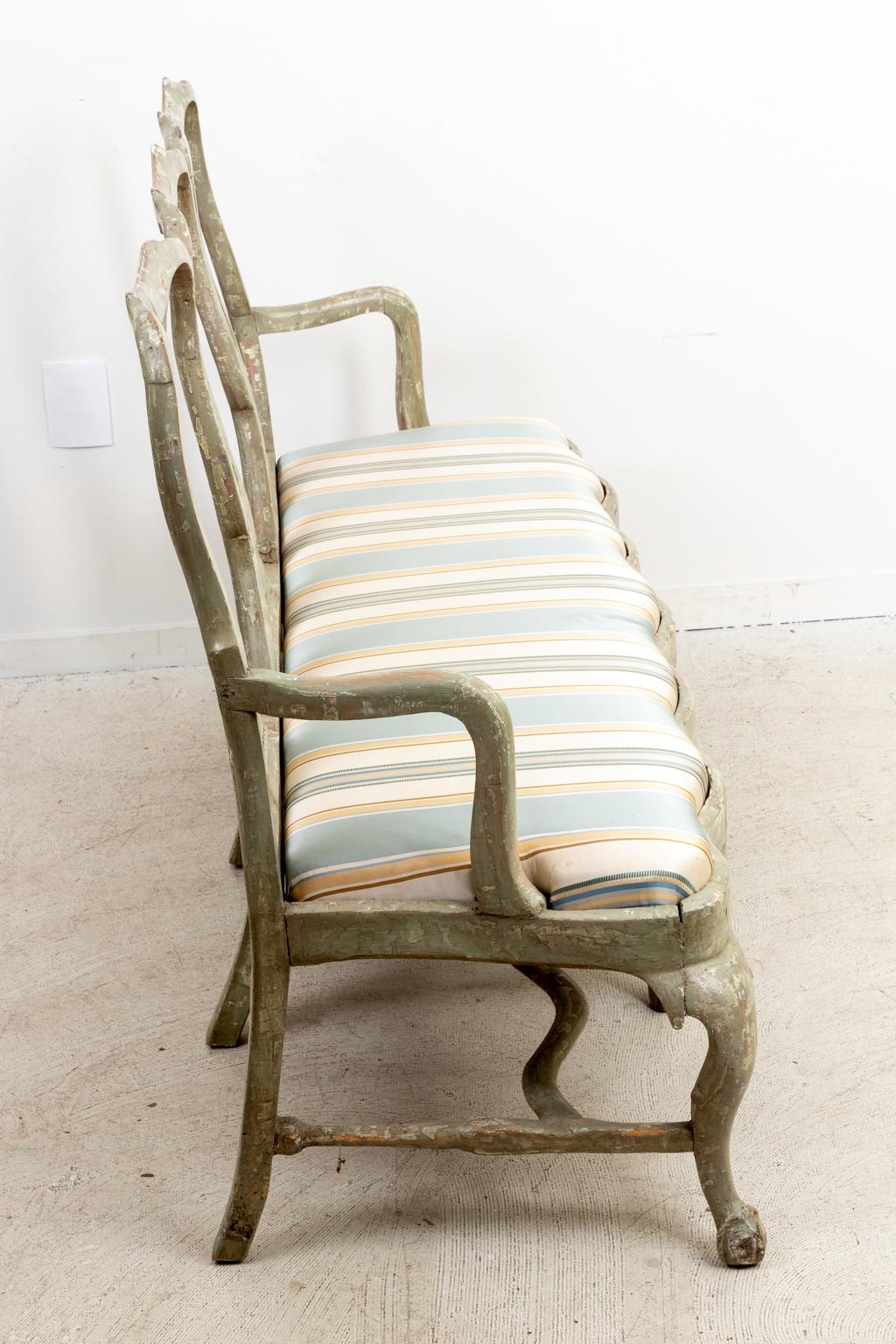 Upholstery Swedish Painted Bench For Sale