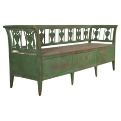 Antique Swedish Painted Box Settle