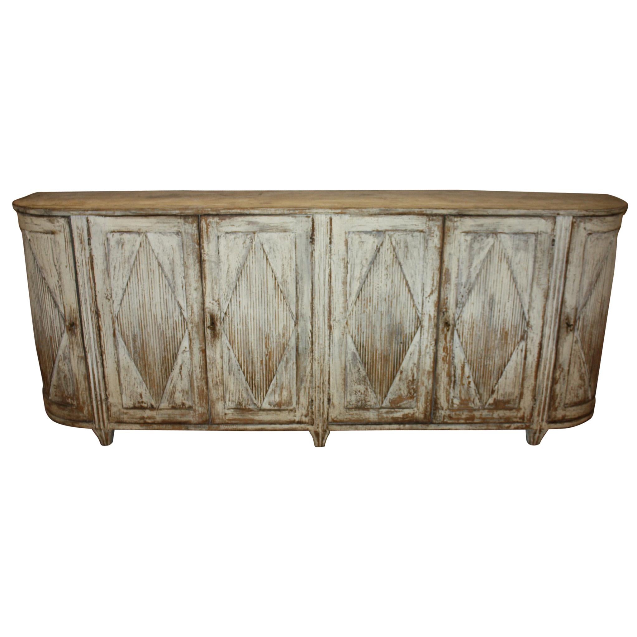 Swedish Painted Buffet with Curved Sides