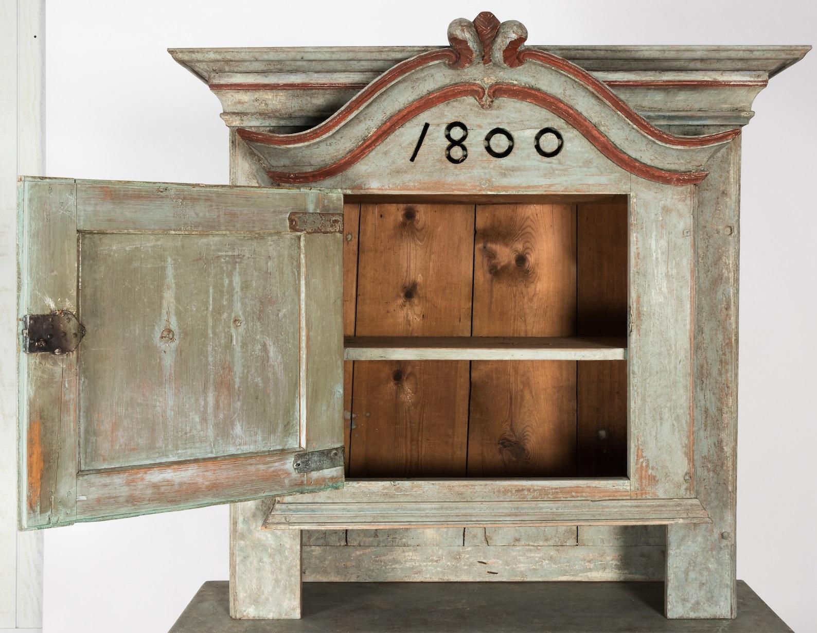 Gustavian 19th Century Swedish Cabinet with Historic Paint For Sale