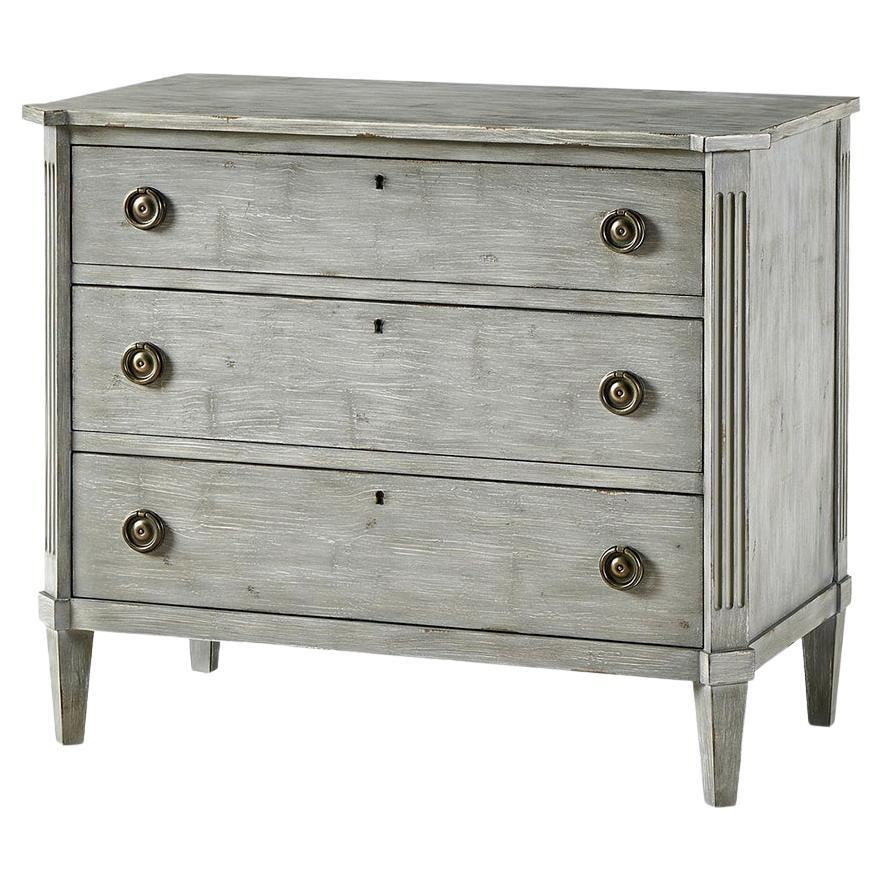 Swedish Painted Commode, Antiqued Grey