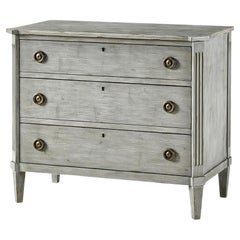 Swedish Painted Commode, Antiqued Grey