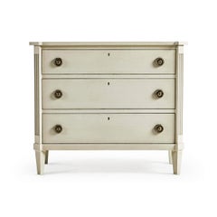 Swedish Painted Commode, Antiqued White