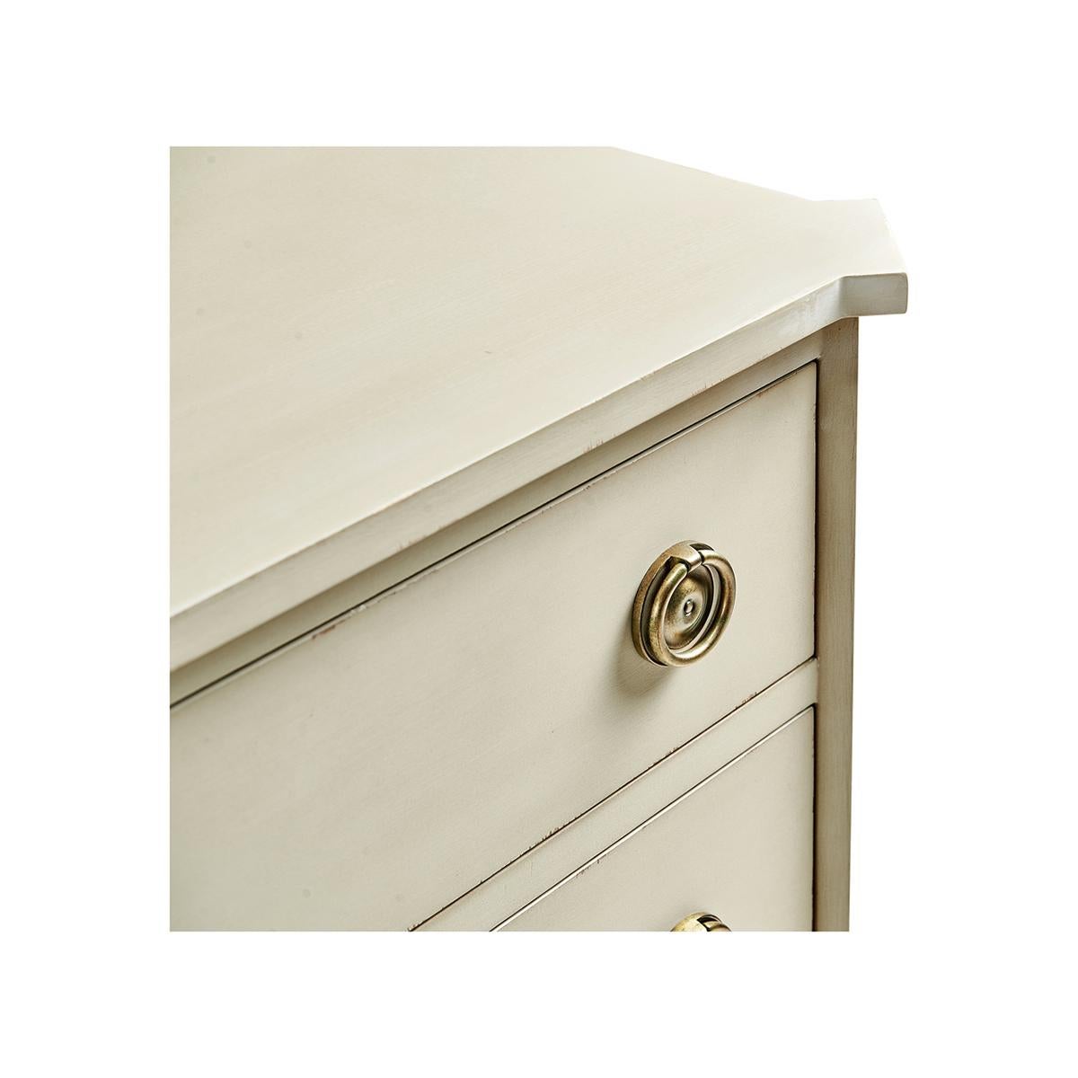 Neoclassical Swedish Painted Commode, Antiqued White For Sale