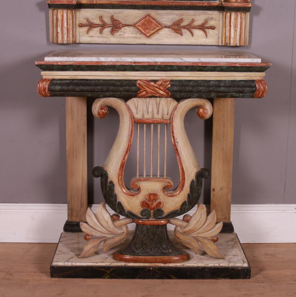 Stunning late 19th C Swedish painted marble top console table and mirror. 1890.

Console table dimensions: 32