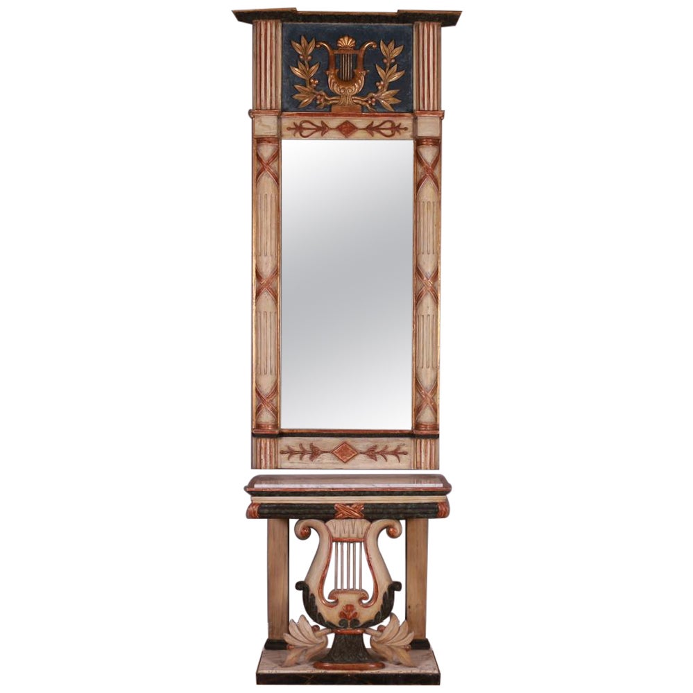 Swedish Painted Console Table and Mirror