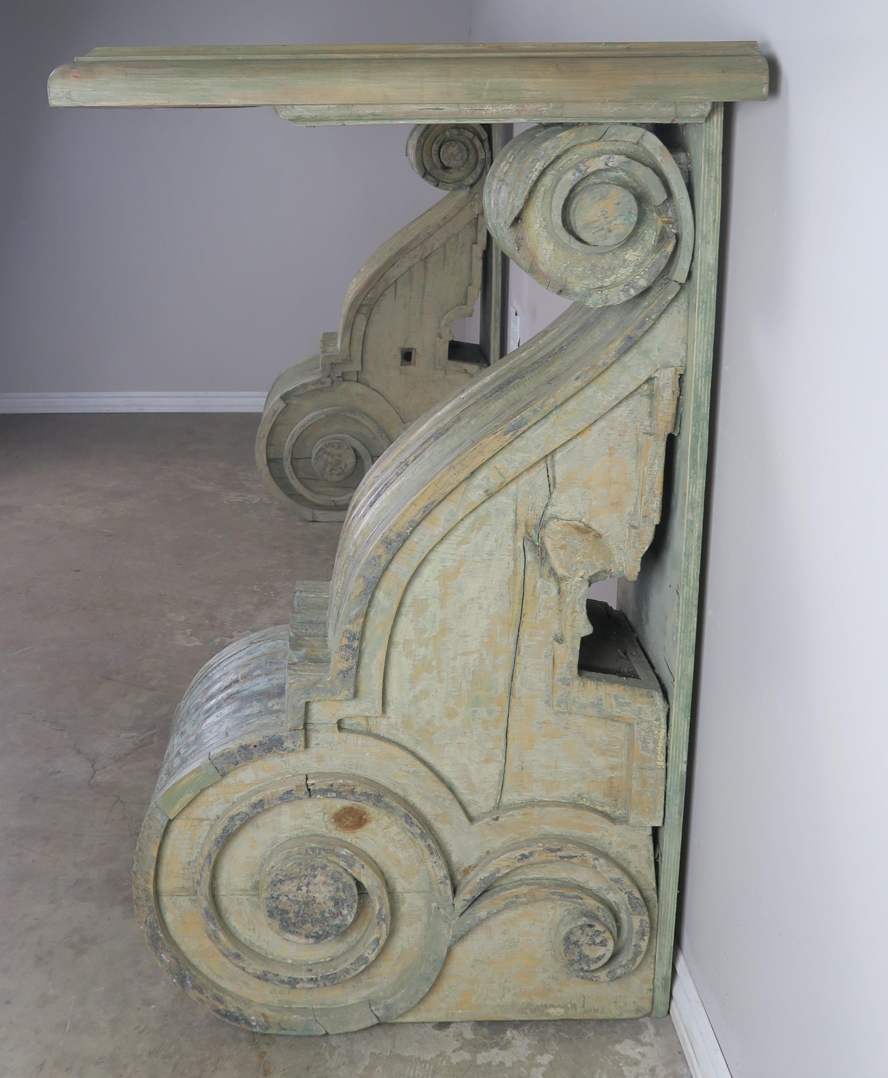 Swedish Painted Console Table with Antique Corbel Bases 2