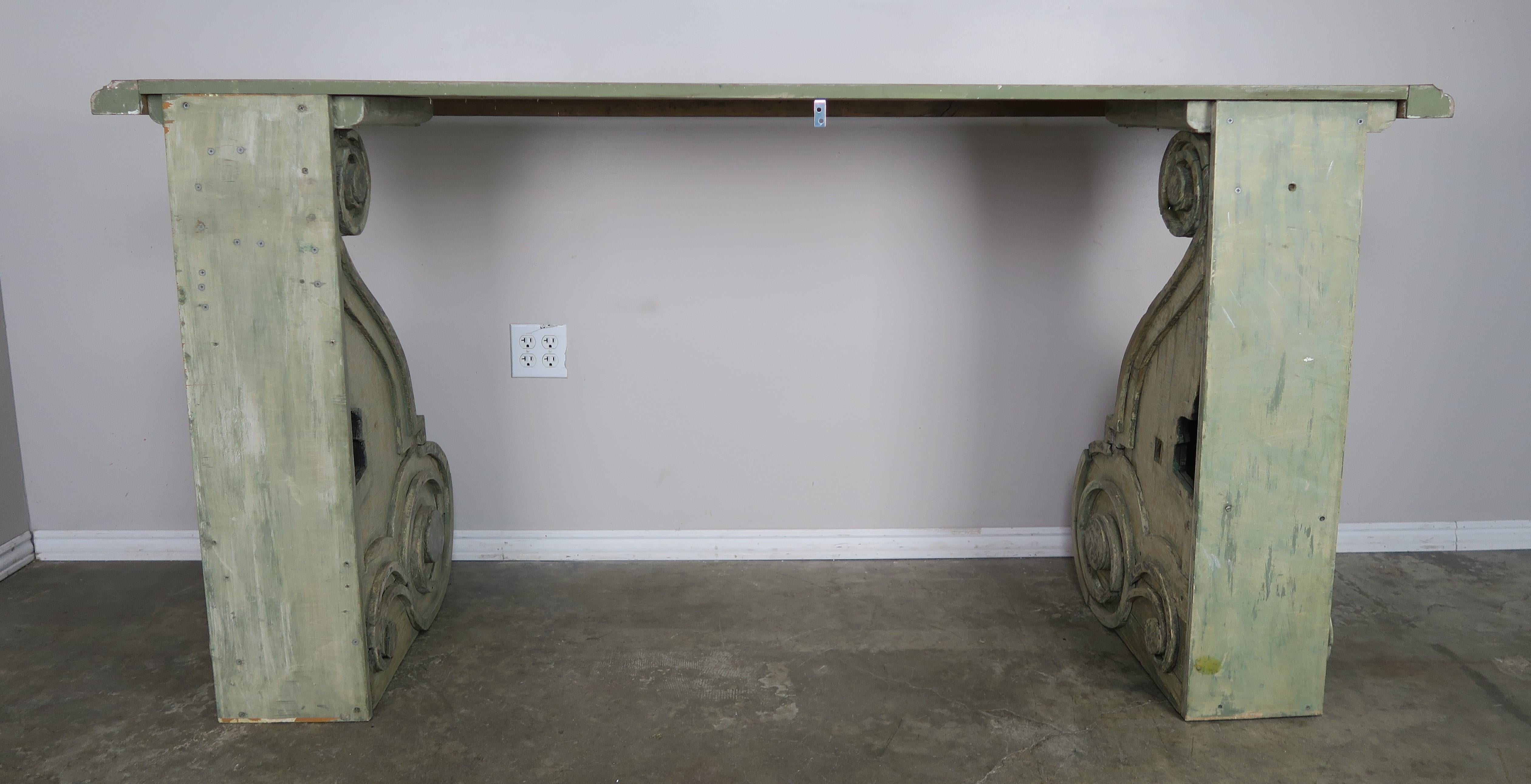 Swedish Painted Console Table with Antique Corbel Bases 3