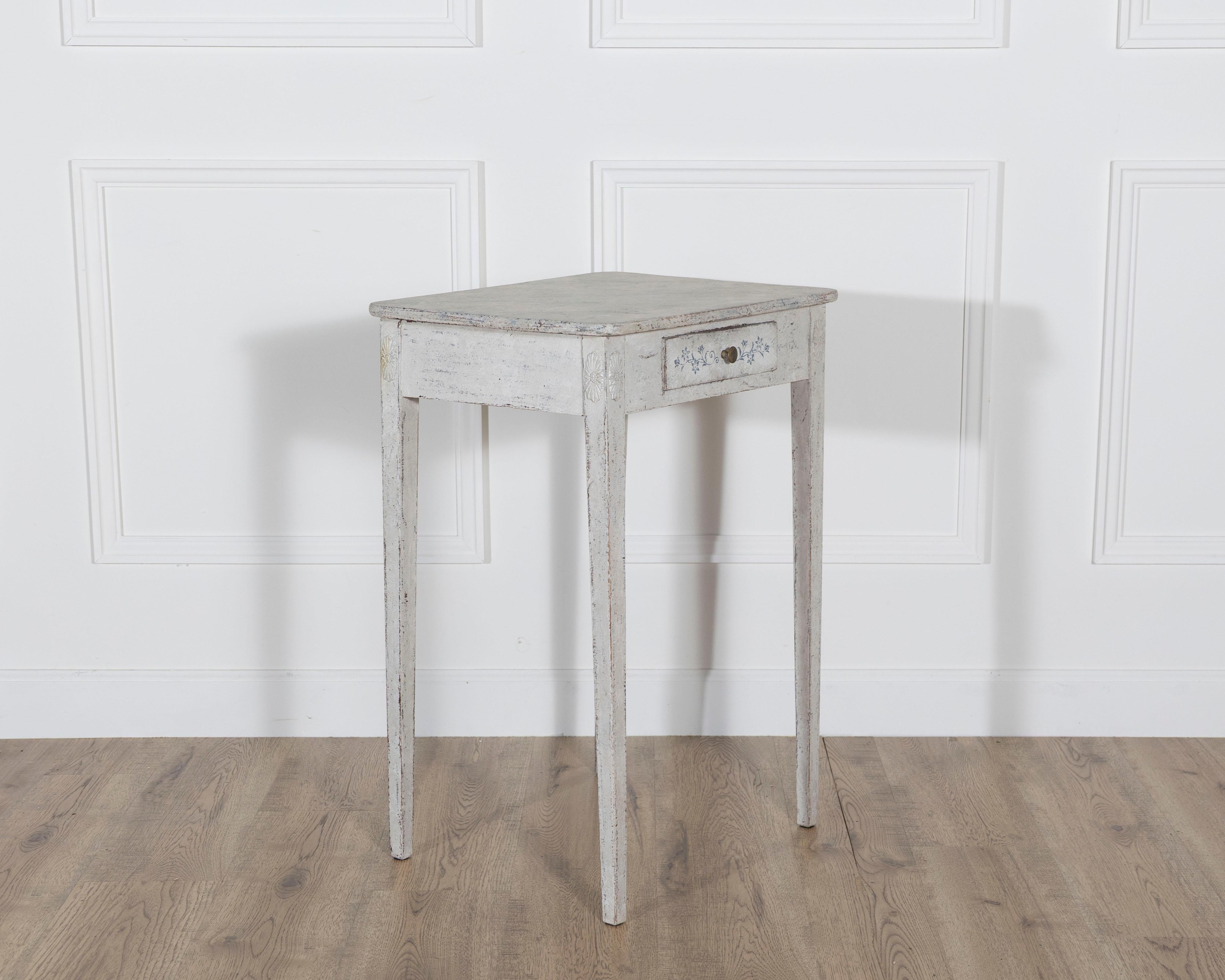 Schwedischer bemalter Konsolentisch mit Schublade, um 1880 (Gemalt) im Angebot