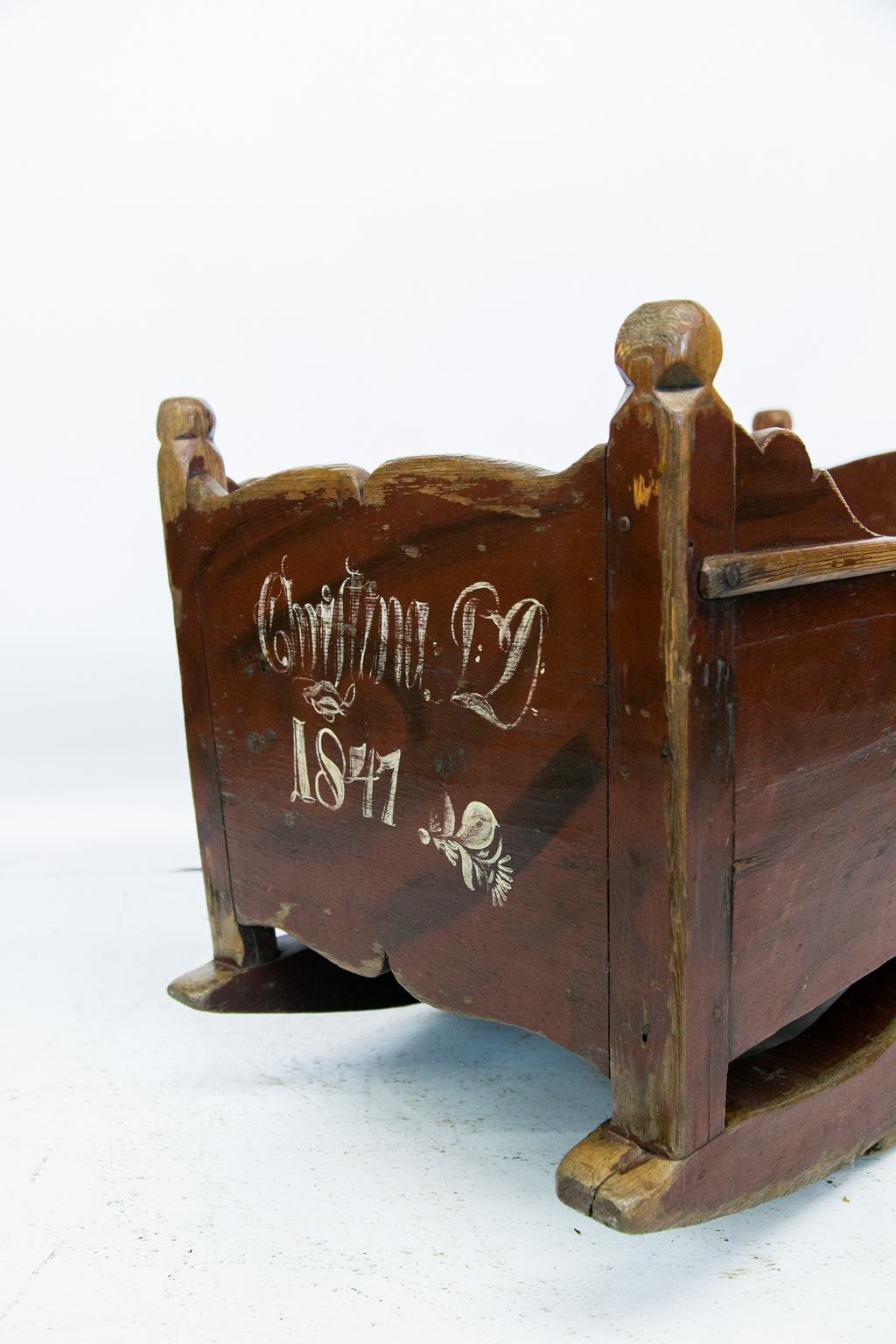 Mid-19th Century Swedish Painted Cradle For Sale