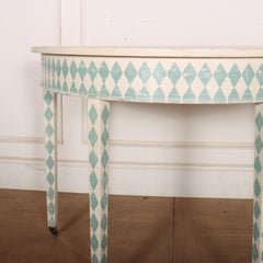 Swedish Painted Demi-lune Console Table