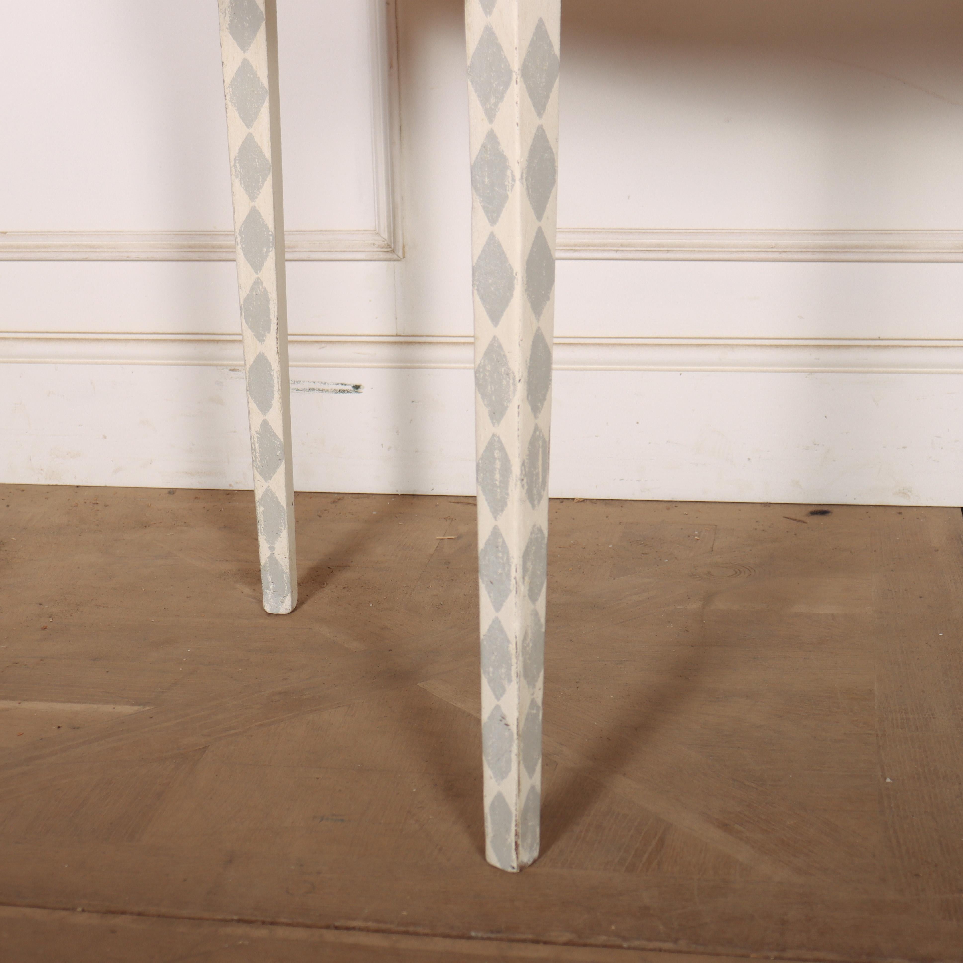 Swedish Painted Demi-lune Console Table In Good Condition For Sale In Leamington Spa, Warwickshire
