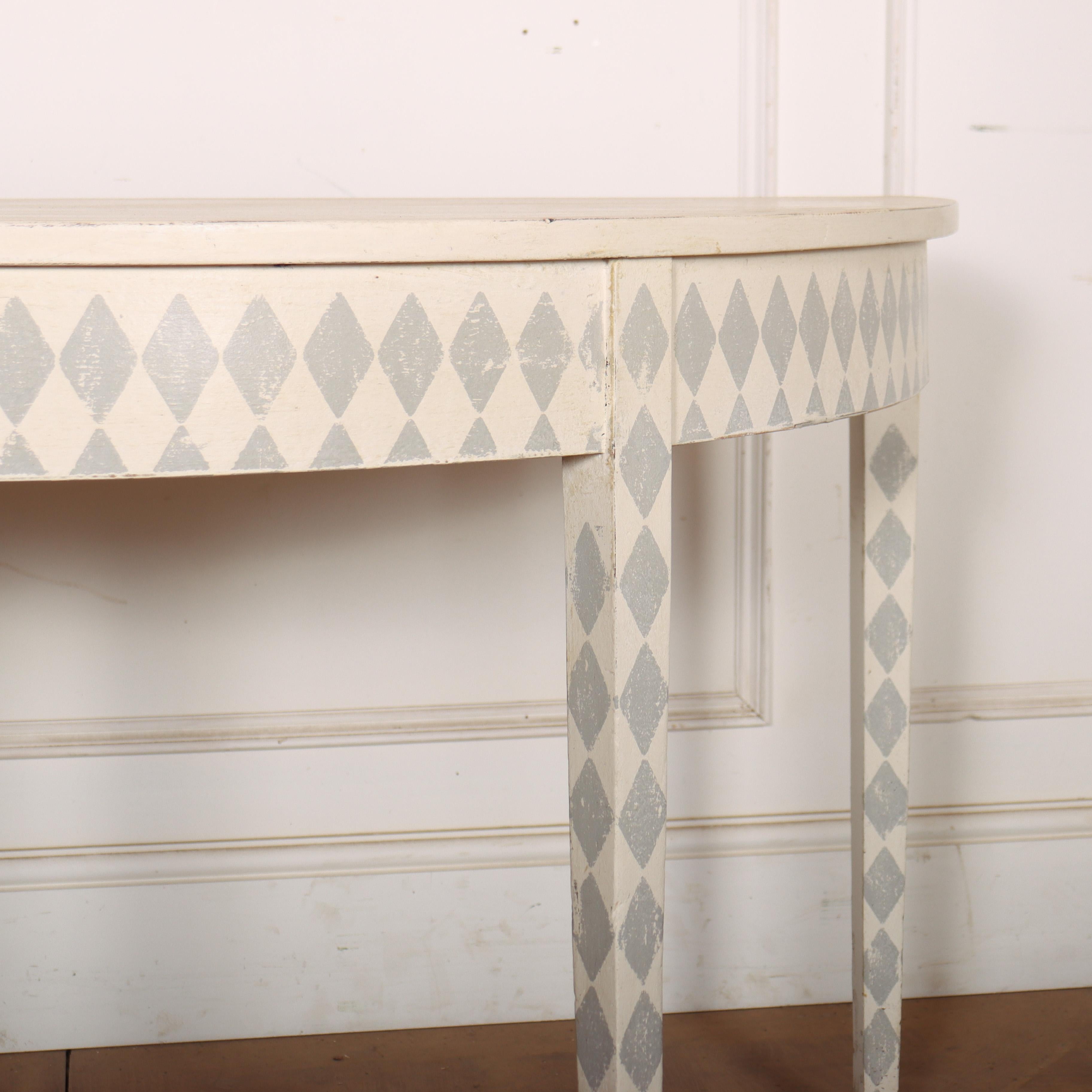 19th Century Swedish Painted Demi-lune Console Table For Sale