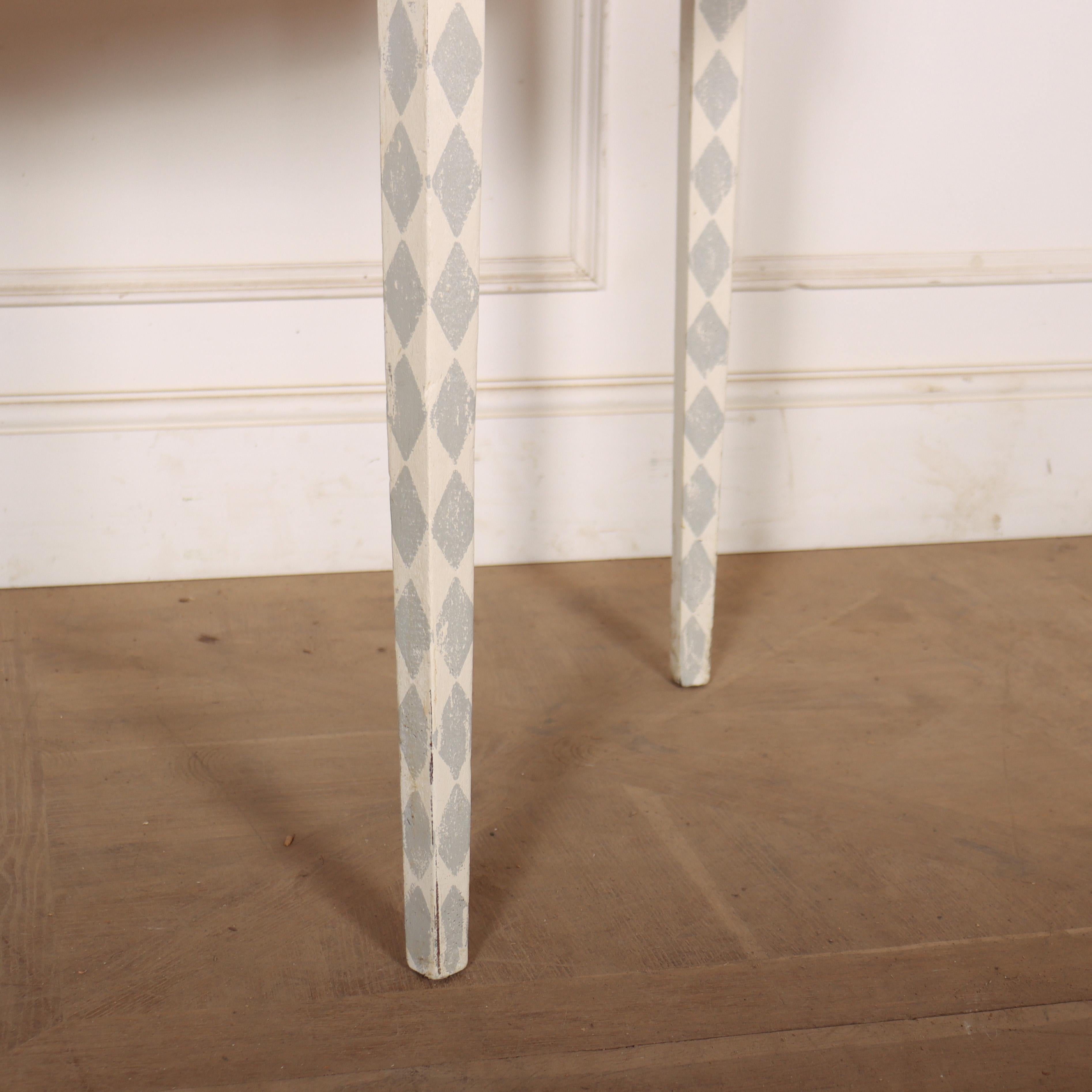 Oak Swedish Painted Demi-lune Console Table For Sale