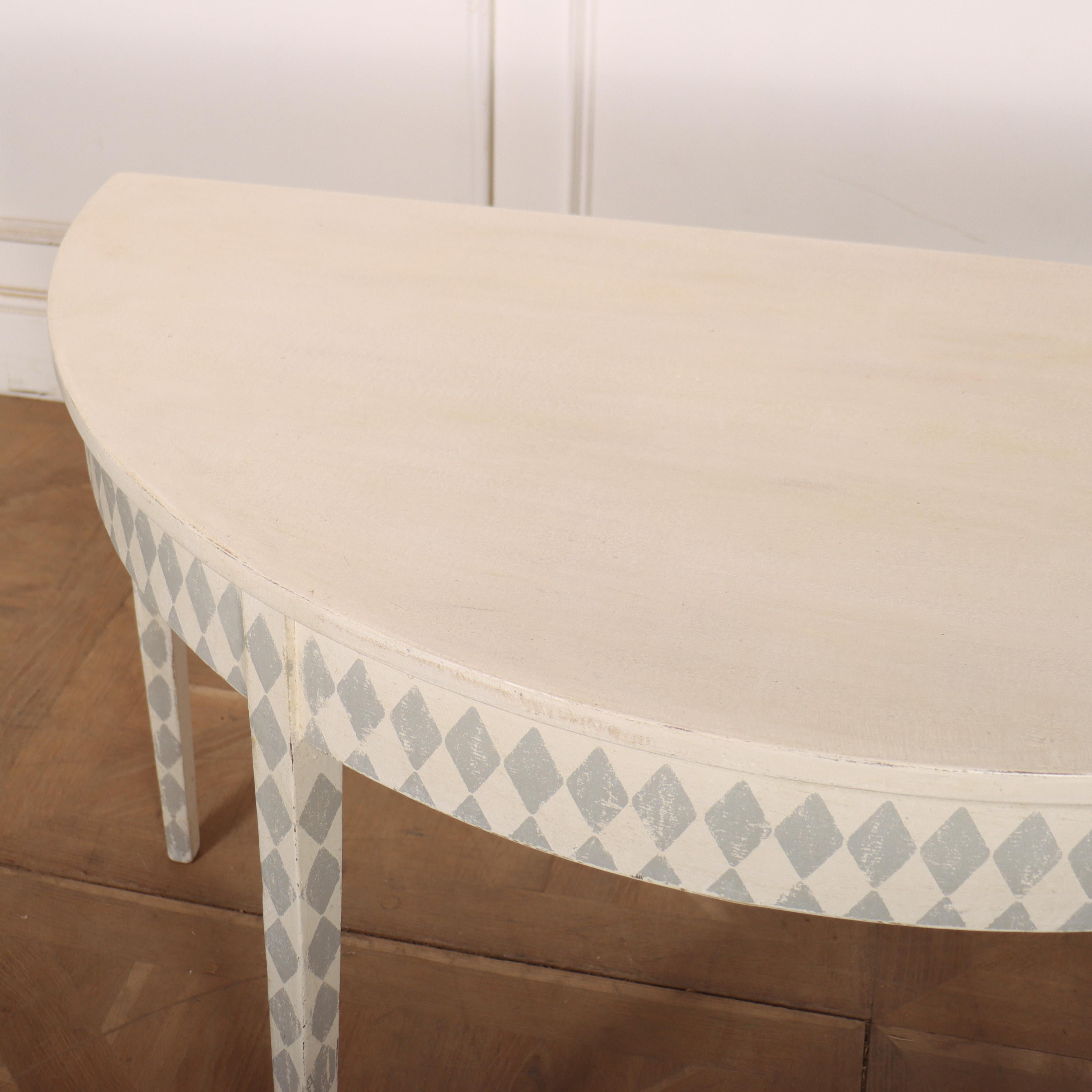 Swedish Painted Demi-lune Console Table For Sale 1