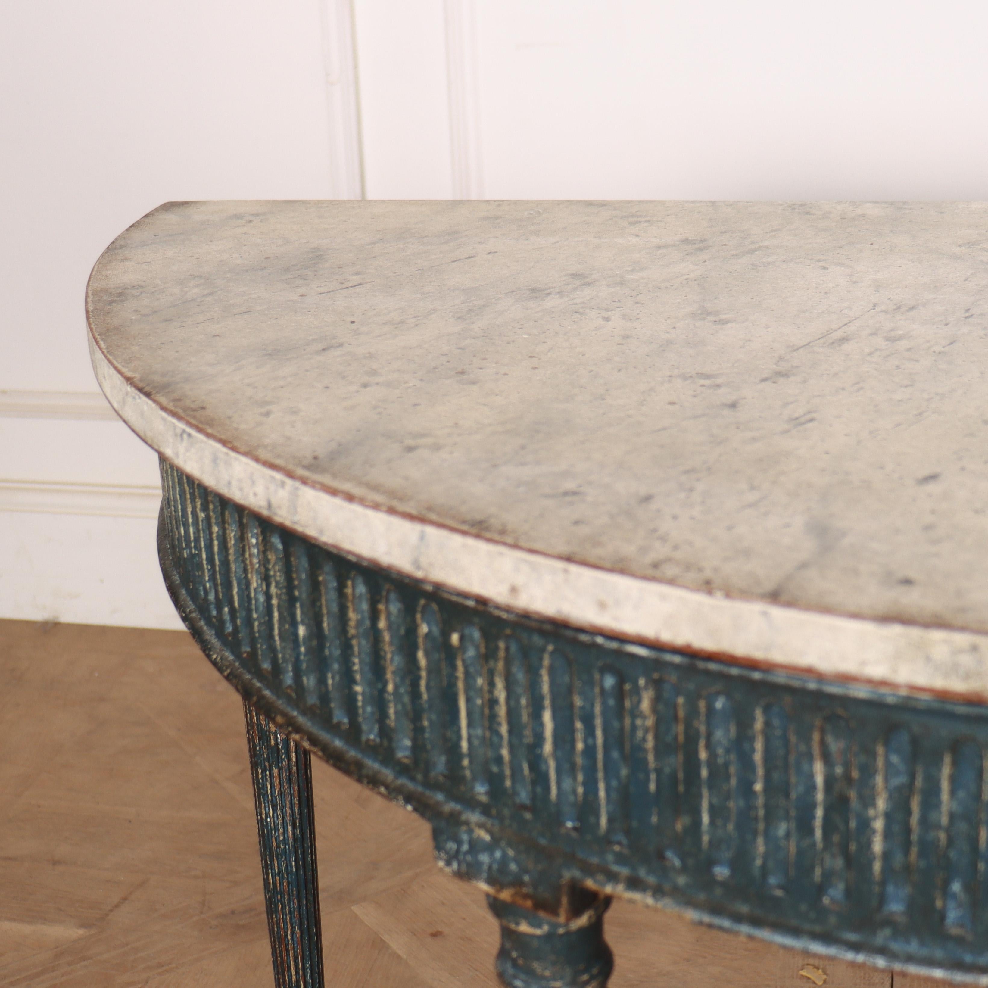 Swedish Painted Demi-lune Console Table For Sale 2