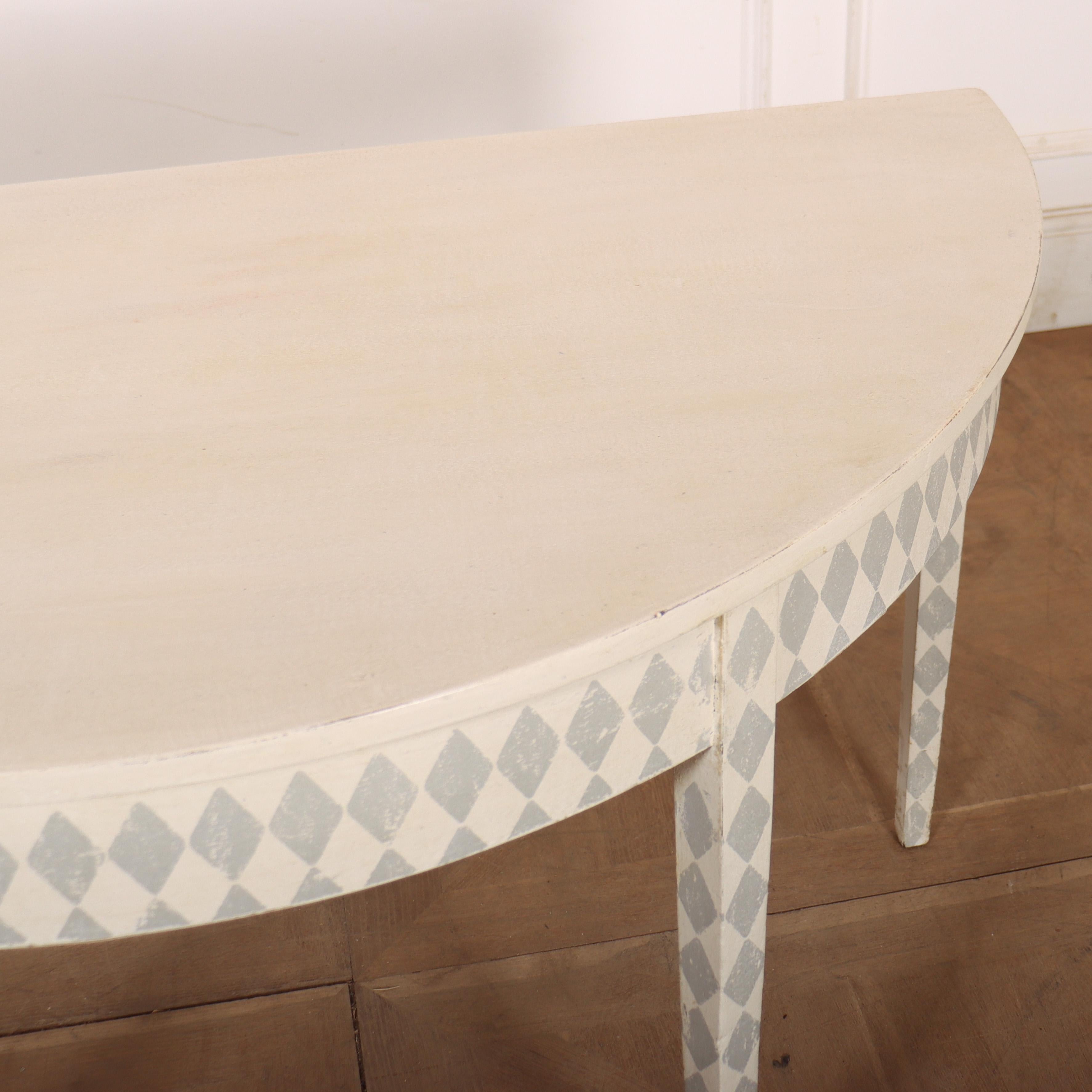 Swedish Painted Demi-lune Console Table For Sale 2