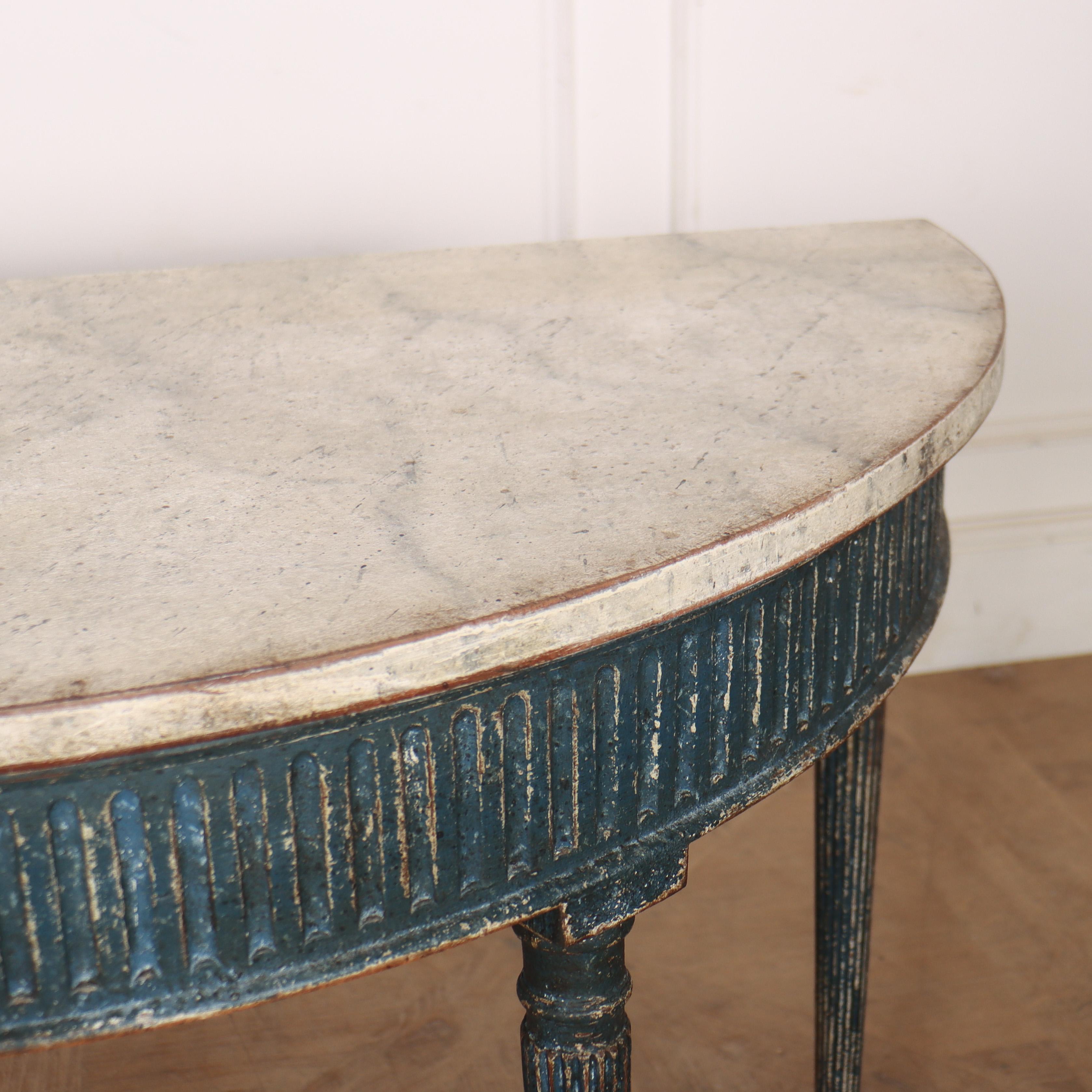Swedish Painted Demi-lune Console Table For Sale 3