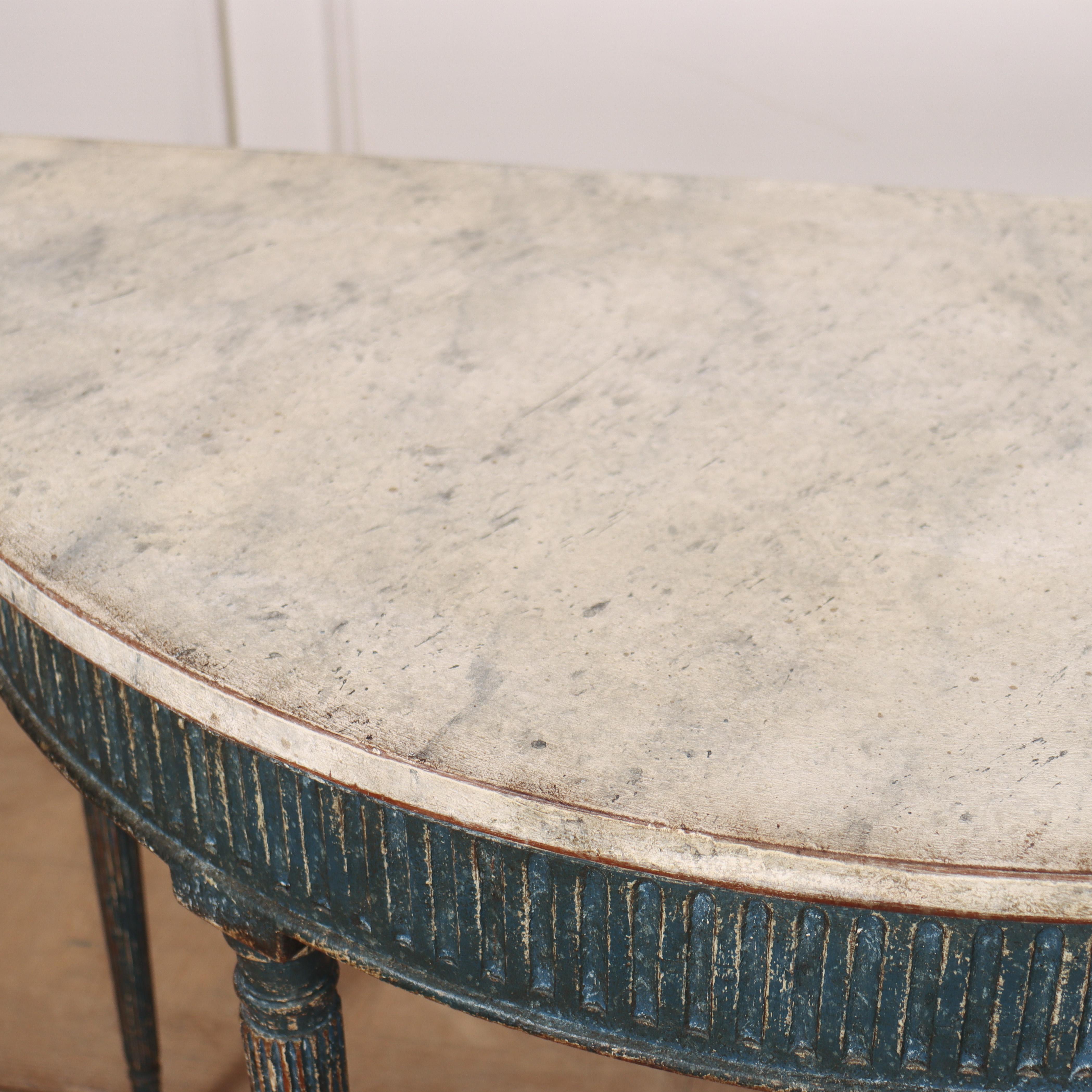 Swedish Painted Demi-lune Console Table For Sale 4