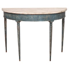 Table console Demi-lune peinte à la suédoise