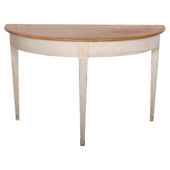 Swedish Painted Demi-Lune Console Table