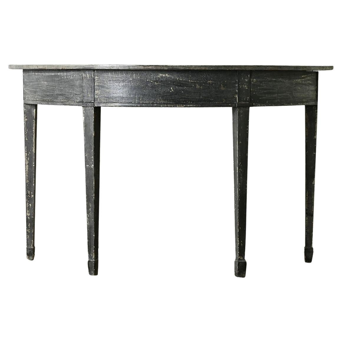 Swedish Painted Demilune Console For Sale