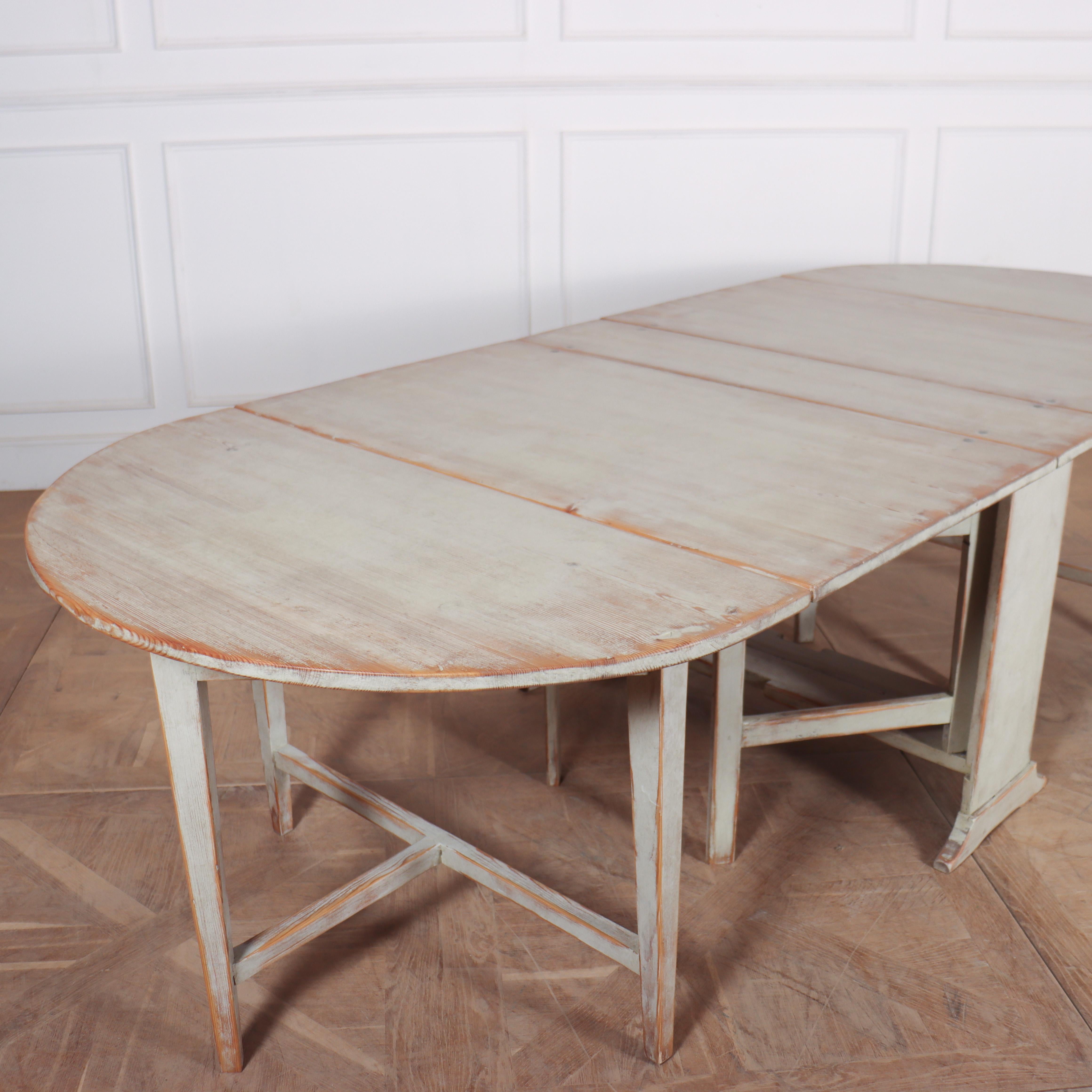 Pine Swedish Painted Dining Table For Sale