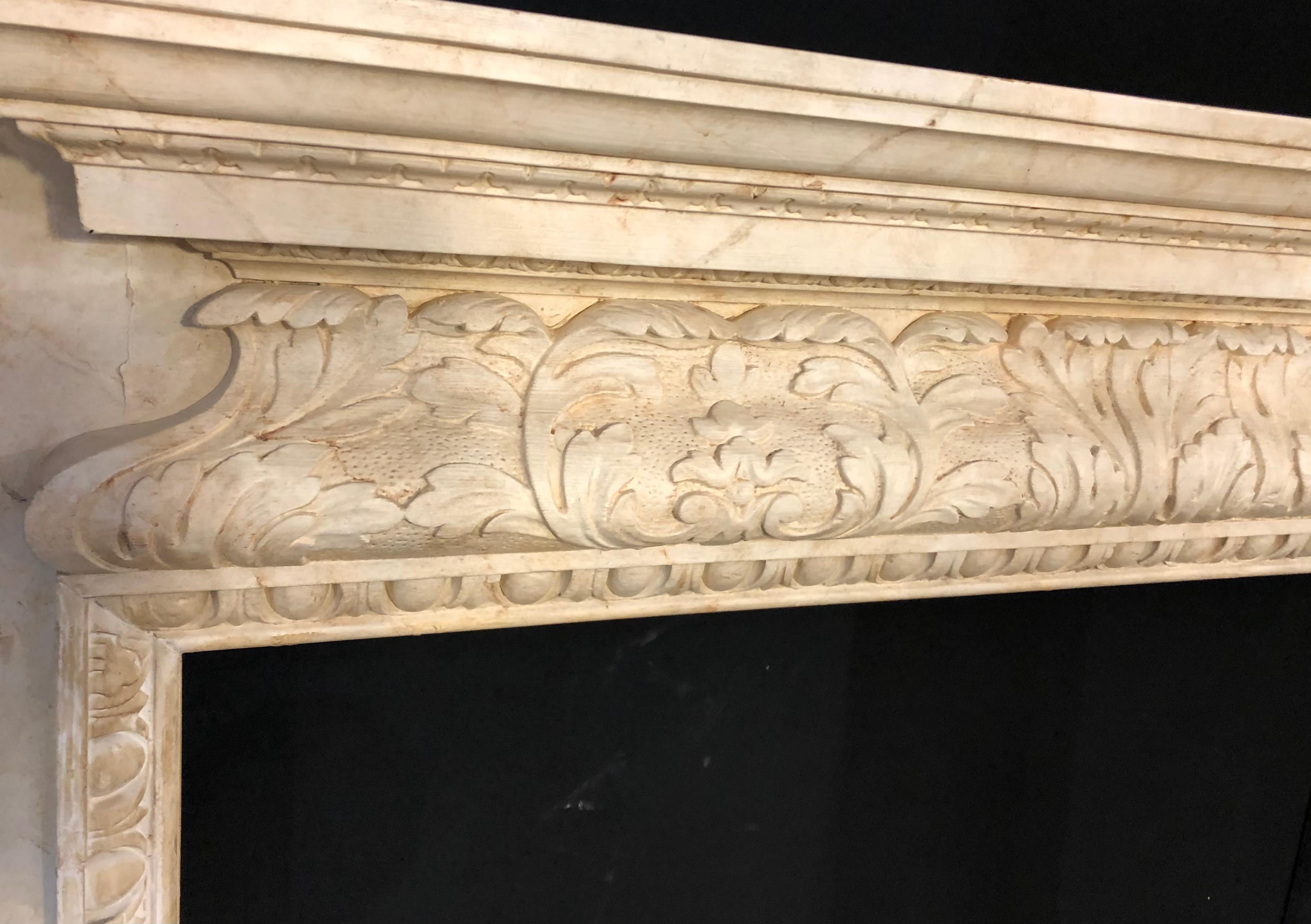 Swedish Painted and Distressed Decorated Fire Surround in Faux Marble Finish For Sale 2
