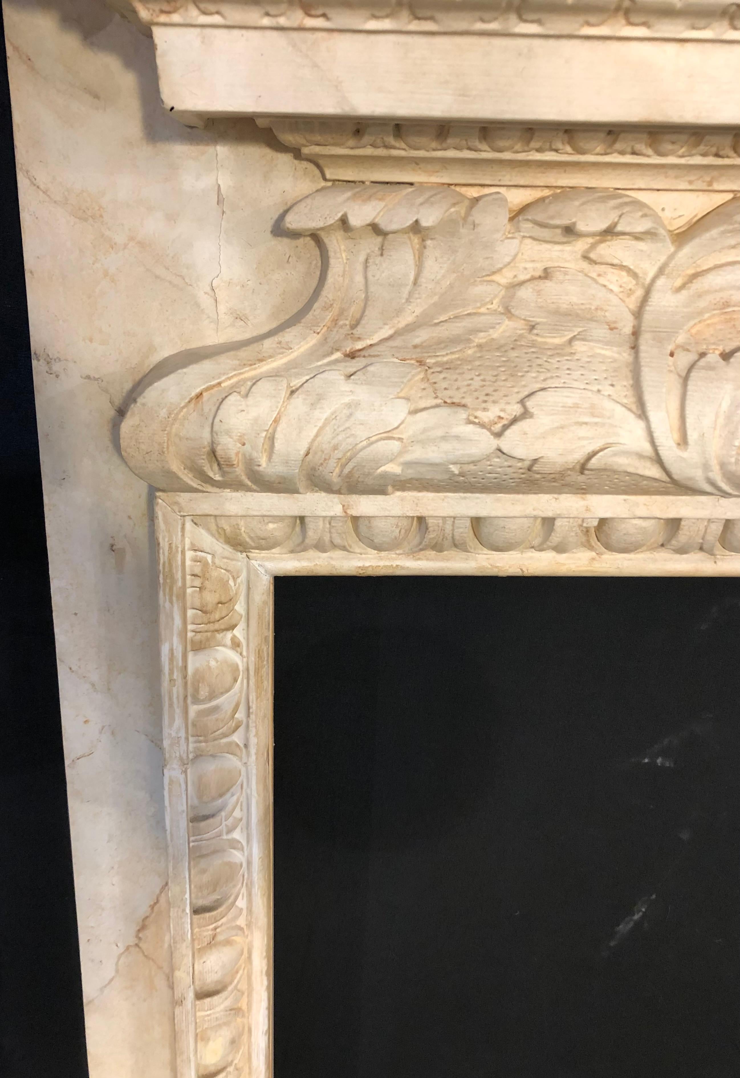 Swedish Painted and Distressed Decorated Fire Surround in Faux Marble Finish For Sale 4